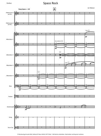 Preview: Space Rock, Ian Watson, Akkordeon-Orchester, London Accordion Orchestra, Oberstufe, schwer, Wertungsstück, Wettbewerbsliteratur, Rockmusikelemente, Originalmusik, Originalkomposition, Orchesternoten, Musiknoten, Akkordeon Noten, Probeseite