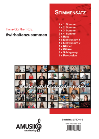 Preview: #wirhaltenzusammen, Akkordeon-Orchester, Hans-Günther Kölz, mittelschwer, Ballade, Akkordeon spielen, Videoprojekt, Corona, Akkordeon Noten