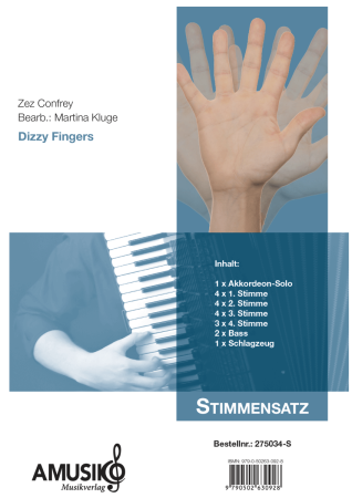 Preview: Dizzy Fingers, Zez Confrey, Martina Kluge, Akkordeon-Orchester, Akkordeonsolo mit Orchester, mittelschwer, Akkordeon Noten