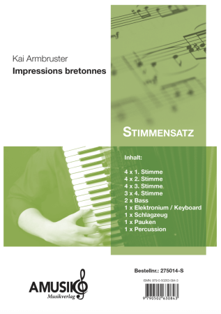 Preview: Impressions bretonnes, Kai Armbruster, Akkordeon-Orchester, schwer, Wettbewerbsstück, Wettbewerbsliteratur, Oberstufe, Suite in 3 Sätzen, Akkordeon Noten, Originalkomposition
