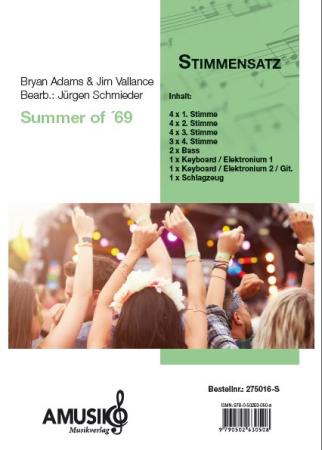 Preview: Summer of ´69, Bryan Adams, Jim Vallance, Jürgen Schmieder, Akkordeonorchester, mittelschwer, Welthit, Akkordeon Noten