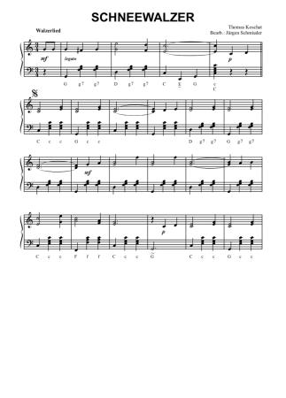 Preview: Schneewalzer (Einzelausgabe), Thomas Koschat, Jürgen Schmieder, Akkordeon-Solo, Standardbass MII, Klassiker, leicht, Akkordeon Noten
