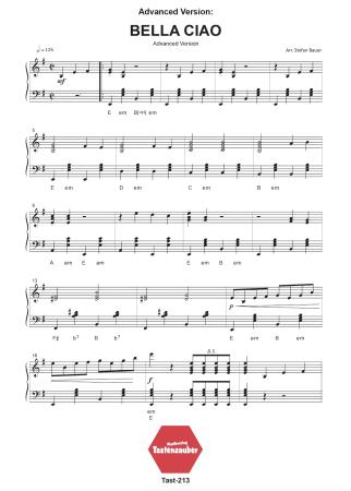 Preview: Bella Ciao, Einzelausgabe, Stefan Bauer, Akkordeon-Solo, Easy Version & Advanced Version, Sommerhit, Akkordeon Noten