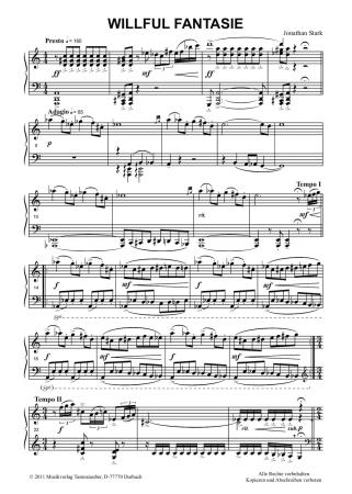 Preview: Willful Fantasie, Klaviernoten, Jonathan Stark, Klavier Solo, mittelschwer-schwer