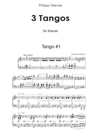 Preview: 3 Tangos, Philipp Werner, Klavier-Solo, Spielheft, Soloband, mittelschwer-schwer, Klavier Noten, Piano Noten