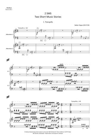 Preview: 2 SMS - Two Short Music Stories, Stefan Hippe, Originalomposition für Akkordeon Duo, Melodiebass MIII, schwer, Duett, zweisätzig, Duo-Band, Akkordeon Noten