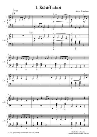 Preview: Auf Piratenfahrt, Jürgen Schmieder, Suite in 4 Sätzen, Akkordeon Duo, Standardbass MII, leicht (Elementarstufe), Wertungsstück, Wettbewerb, Wettbewerbsliteratur, Akkordeon Noten