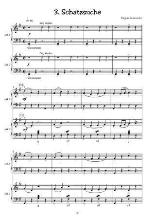 Preview: Auf Piratenfahrt, Jürgen Schmieder, Suite in 4 Sätzen, Akkordeon Duo, Standardbass MII, leicht (Elementarstufe), Wertungsstück, Wettbewerb, Wettbewerbsliteratur, Akkordeon Noten