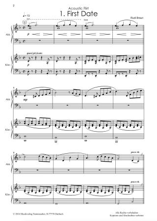 Preview: Acoustic Flirt, Rudi Braun, Akkordeon plus, Kammermusik, Akkordeon, Standardbass MII, Klavier, Suite in 3 Sätzen, mittelschwer, Musiknoten, Akkordeon Noten