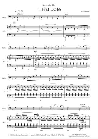 Preview: Acoustic Flirt, Rudi Braun, Suite in 3 Sätzen, Cello und Akkordeon, Duo, Duett, Standardbass MII, mittelschwer, Kammermusik, Akkordeon Noten