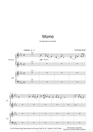 Preview: Momo, Andreas Nebl, Akkordeon, Harfe, Melodiebass MIII, leicht, Akkordeon Plus, Kammermusik, Duo, Duett, Akkordeon Noten