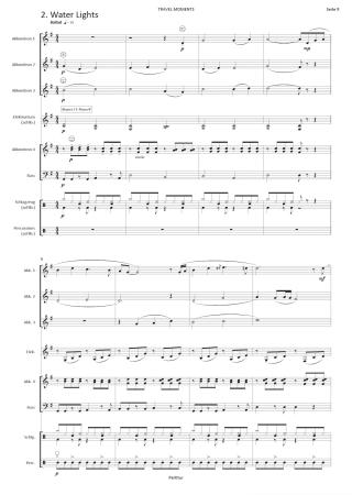 Preview: Travel Moments, Nils Aebersold, Akkordeon-Orchester, Akkordeon-Ensemble, Suite in 4 Sätzen, leicht-mittelschwer, Mittelstufe, Wettbewerbsliteratur, Wettbewerbsnoten, Wertungsstück, Originalkomposition, Originalmusik, Akkordeon Noten, Blick in die Partitur