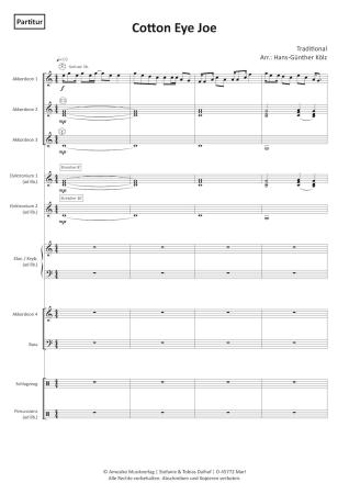 Preview: Cotton Eye Joe, Rednex, Hans-Günther Kölz, Akkordeonorchester, mittelschwer, Megahit, Folk Music, Folksong, Country-Musik, Eurodance, Akkordeon Noten, Beispielseite