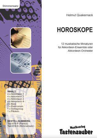 Preview: Horoskope, Helmut Quakernack, Akkordeon-Orchester, Akkordeon-Ensemble, Sternzeichen, 12 musikalische Miniaturen, mittelschwer-schwer, Akkordeon Noten, Stimmensatzdeckblatt