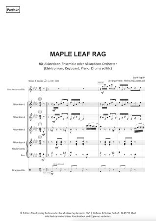 Preview: Maple Leaf Rag, Scott Joplin, Helmut Quakernack, Akkordeon-Orchester, Akkordeon-Ensemble, Ragtime, Klassiker, mittelschwer, Akkordeon Noten, Notenbeispiel