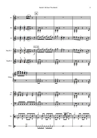 Rockin' All over the World, Status Quo, John C. Fogerty, Hans-Günther Kölz, Akkordeonorchester, Rock-Hymne, mittelschwer, Unterhaltungsmusik, Akkordeon Noten, Blick in die Noten