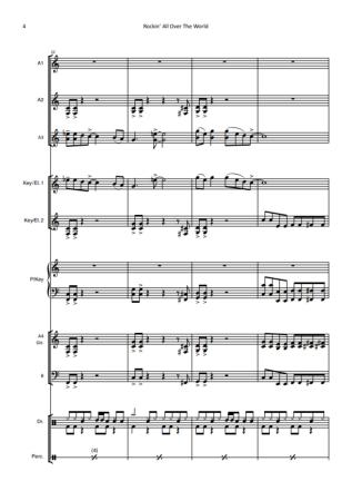 Rockin' All over the World, Status Quo, John C. Fogerty, Hans-Günther Kölz, Akkordeonorchester, Rock-Hymne, mittelschwer, Unterhaltungsmusik, Akkordeon Noten, Probeseite