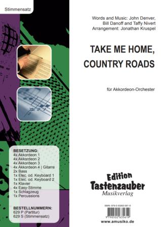 Preview: Take Me Home, Country Roads, John Denver, Bill Danoff, Taffy Nivert, Jonathan Kruspel, , Akkordeon-Orchester, Tophit, Megahit, Countrysong, Partysong, leicht-mittelschwer, inkl. Easy-Stimme, Akkordeon Noten, Unterhaltungsmusik, Partymusik, Stimmensatzdeck