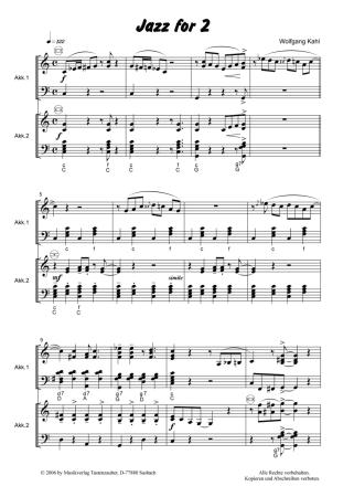 Preview: Jazz for 2, Wolfgang Kahl, Akkordeon Duo, Standardbass MII, Jazz, Jazzakkordeon, mittelschwer, Mittelstufe, Wertungsstück, Wettbewerb, Wettbewerbsstück, Akkordeon Noten