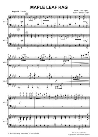 Preview: Maple Leaf Rag, Akkordeon Duo, Scott Joplin, Sandra Keller, Melodiebass MIII, schwer, Oberstufen, Ragtime, Wertungsstück, Wettbewerb, Wettbewerbsliteratur, Akkordeon Noten