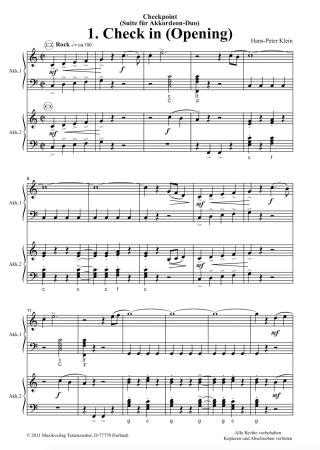 Preview: Checkpoint, Hans-Peter Klein, Suite für Akkordeon Duo, Standardbass MII, leicht-mittelschwer, Mittelstufe, Wertungsstück, Wettbewerb, Wettbewerbsliteratur, Akkordeon Noten
