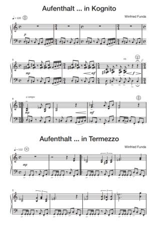 Preview: Unterwegs, Winfried Funda, Akkordeon-Solo, Standardbass MII, Melodiebass MIII, Spielheft, Solo-Band, 4 freitonale Spielstücke, schwer, Akkordeon Noten, Notenbeispiel