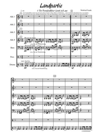 Preview: Landpartie, Winfried Funda, Akkordeon-Orchester, Suite in 3 Sätzen, mittelschwer, Akkordeon Noten, Originalmusik, Originalkomposition, Ansichtsseite