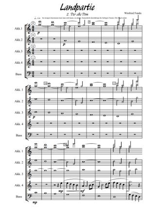 Preview: Landpartie, Winfried Funda, Akkordeon-Orchester, Suite in 3 Sätzen, mittelschwer, Akkordeon Noten, Originalmusik, Originalkomposition, Beispielseite