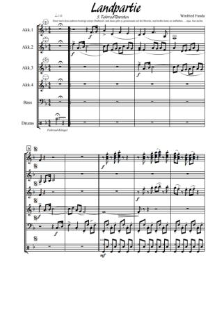 Preview: Landpartie, Winfried Funda, Akkordeon-Orchester, Suite in 3 Sätzen, mittelschwer, Akkordeon Noten, Originalmusik, Originalkomposition, Probeseite
