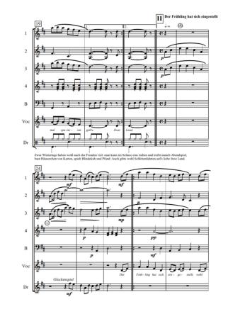 Preview: Früh links erwachen, Winfried Funda, Medley. Akkordeon-Orchester, ​es darf mitgesungen werden, mittelschwer, Akkordeon Noten, Blick in die Noten