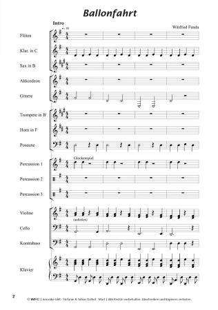 Preview: Ballonfahrt, Winfried Funda, Kunterbuntes Orchester, Originalkomposition, leicht, Noten für Schulorchester, Beispielseite
