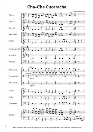 Preview: Cha-Cha Cucaracha, Winfried Funda, Kunterbuntes Orchester, Originalkomposition, inkl. Online-Audio, leicht, Noten für Schulorchester, Probeseite