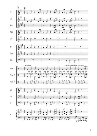 Preview: Cha-Cha Cucaracha, Winfried Funda, Kunterbuntes Orchester, Originalkomposition, inkl. Online-Audio, leicht, Noten für Schulorchester, Beispielseite