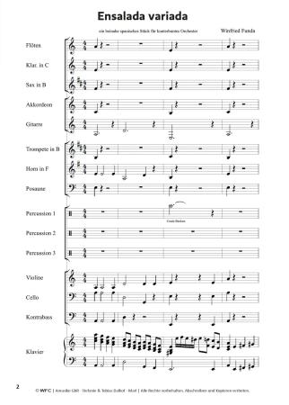 Preview: Ensalada variada, Winfried Funda, Kunterbuntes Orchester, Originalkomposition, inkl. Online-Audio, leicht, Noten für Schulorchester, Notenbeispiel