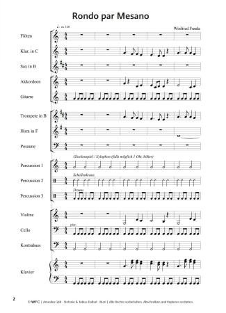 Preview: Rondo par Mesano, Winfried Funda, Kunterbuntes Orchester, inkl. Online-Audio, leicht, Noten für Schulorchester, Blick in die Noten