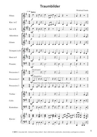 Preview: Traumbilder, Winfried Funda, Kunterbuntes Orchester, Originalkomposition, inkl. Online-Audio, leicht, Noten für Schulorchester, Probeseite