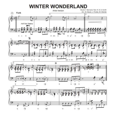 Preview: Winter Wonderland, Felix Bernard, Matthias Matzke, Lukas Proste, Stefan Bauer, Einzelausgabe, Akkordeon-Solo, Standardbass MII, Weihnachtslied, Weihnachtsklassiker, 3 Versionen, leicht, mittelschwer, schwer, Funk-Style, Groovy Christmas, Akkordeon Noten,