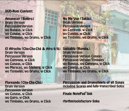 Preview: iPlay Latin Vol. I, Prof. José J. Cortijo, Marc Küsters, Lehr- und Übungsmaterial für Latin-Percussion & Drums auf DVD-Rom, 5 Playalongs, ausdruckbare Noten, vollständig transkribierte Percussion und Drum-Soli, Timbales, Congas, Bongos, Campana, Shekere,