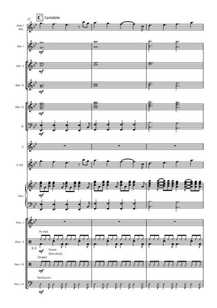A Butterfly Shines On Me, Lionel Chapuis, Akkordeon-Orchester, Irish Folk, Rock, Hommage, mittelschwer-schwer, Originalkomposition, Originalmusik, Akkordeon Noten, Cover, Beispielseite