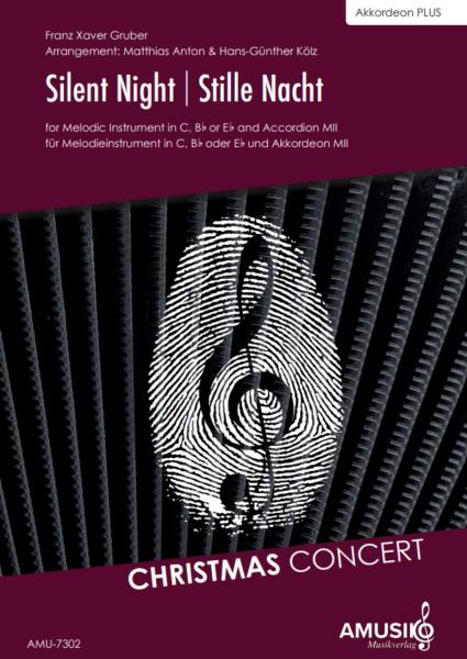 Silent Night | Stille Nacht, Franz Xaver Gruber, Hans-Günther Kölz, Matthias Anton, Akkordeon und Melodieinstrument, Standardbass MII, mittelschwer, Weihnachten, Weihnachtslied, Akkordeon plus, Kammermusik, Kammermusik-Duo, Duo, Duett, Akkordeon Noten, Co