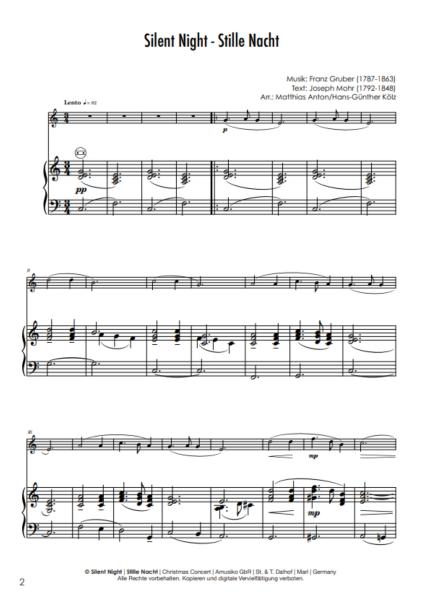 Silent Night | Stille Nacht, Franz Xaver Gruber, Hans-Günther Kölz, Matthias Anton, Akkordeon und Melodieinstrument, Standardbass MII, mittelschwer, Weihnachten, Weihnachtslied, Akkordeon plus, Kammermusik, Kammermusik-Duo, Duo, Duett, Akkordeon Noten, Be