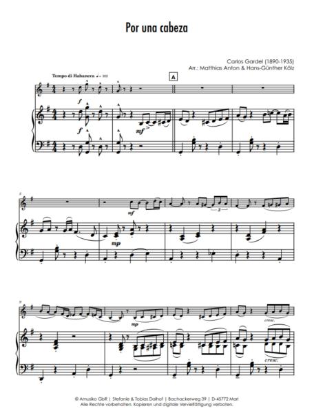 Por una cabeza, Carlos Gardel, Hans-Günther Kölz, Matthias Anton, Klavier und Melodieinstrument, Tango Concert, mittelschwer, Piano plus, Kammermusik, Kammermusik-Duo, Duo, Duett, Klavier Noten, Notenbeispiel