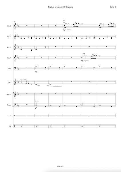 Pilatus: Mountain of Dragons, Steven Reineke, Ralf Schwarzien, Akkordeon-Orchester, symphonisches Klangbild, mittelschwer-schwer, Oberstufe, Akkordeon Noten, Notenbeispiel