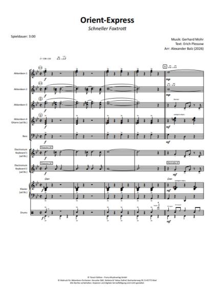 Orient-Express, Gerhard Mohr, Erich Plessow, Alexander Balz, Akkordeonorchester, Foxtrott, Bigband-Stil, mittelschwer, Akkordeon Noten, Beispielseite