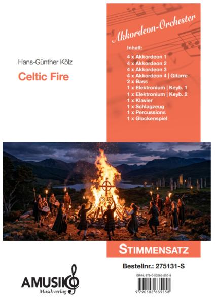 Celtic Fire, Hans-Günther Kölz, Akkordeon-Orchester, Irish Folk, mittelschwer-schwer, Originalkomposition, Originalmusik, Irland, Akkordeon Noten, Stimmensatzdeckblatt