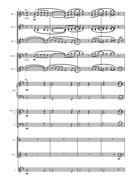 Angels, Robbie Williams, Guy Chambers, Jürgen Moll, Akkordeon-Orchester, Ballade, Megahit, Welthit, Gänsehaut, leicht-mittelschwer, mit Easy-Stimme, Akkordeon Noten, Notenbeispiel