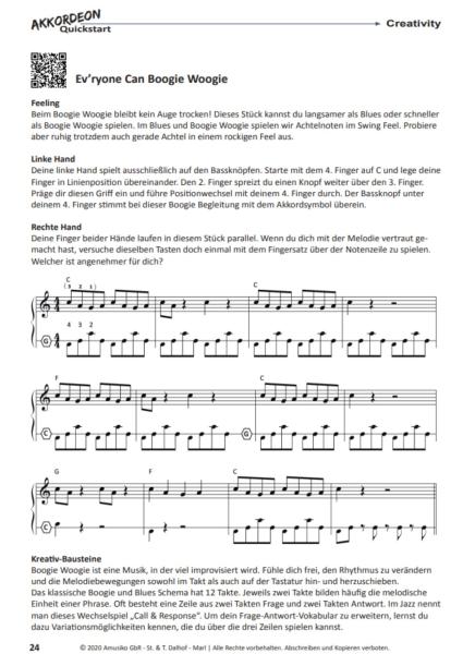 Akkordeon Quickstart, Matthias Matzke, Akkordeon spielen lernen, einfach, Akkordeon-Solo, Akkordeon-Noten, Innovative Bass Notation, Standardbass MII, Anfänger, autodidaktisch, Notenbeispiel