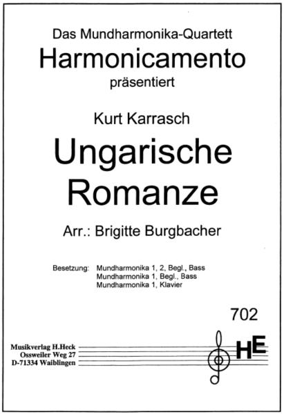 Ungarische Romanze, Kurt Karrasch, Brigitte Burgbacher, Mundharmonika-Ensemble, Mundharmonika-Quartett, Chromonica, chromatische Mundharmonika und Klavier, mittelschwer, Niveau D2, Mundharmonika Noten, Cover