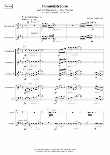 Himmelstreppe, Helmut Quakernack, Akkordeon-Orchester, Originalkomposition, Originalmusik, Landmarke, Kunstwerk, Halde, Ruhrgebiet, schwer, Oberstufe, Akkordeon Noten, Notenbeispiel