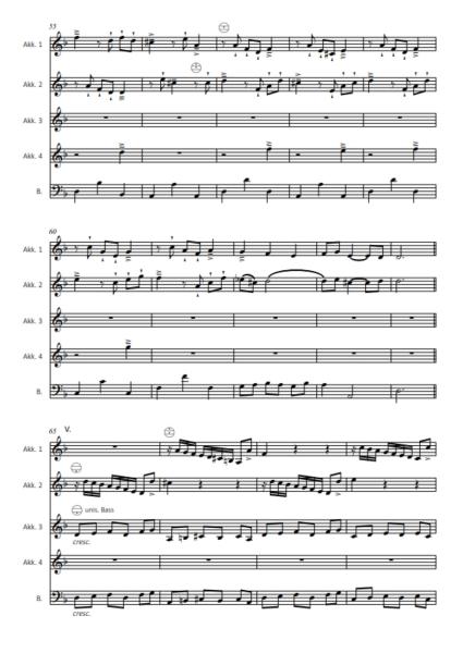 Besessenheit, Antonio Vivaldi, Johnny E. Mundelius, Akkordeon-Ensemble, Akkordeon-Quintett, mittelschwer bis schwer, Akkordeon Noten, Notenbeispiel